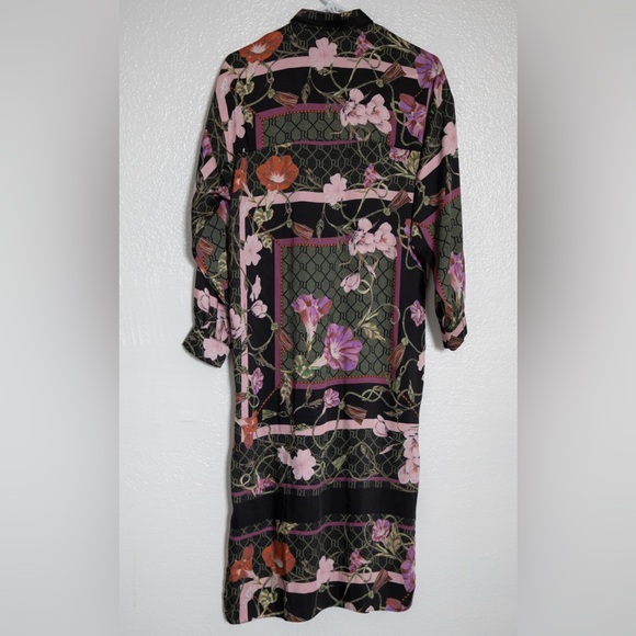 River Island Black Floral Silky Morning Glory Long Sleeve Dress 10 - Picture 3 of 4
